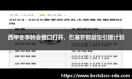 西甲冬季转会窗口打开，巴塞罗那敲定引援计划